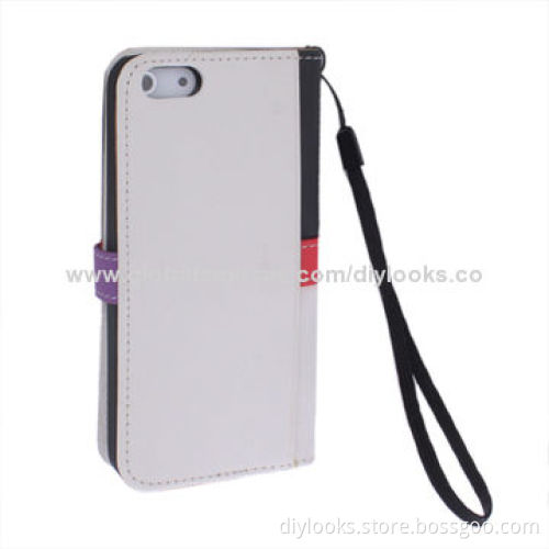 Colorful Wrist Flip Leather Mobile Phone Wallet Cases for iPhone 5/5S with Credit Card Slot